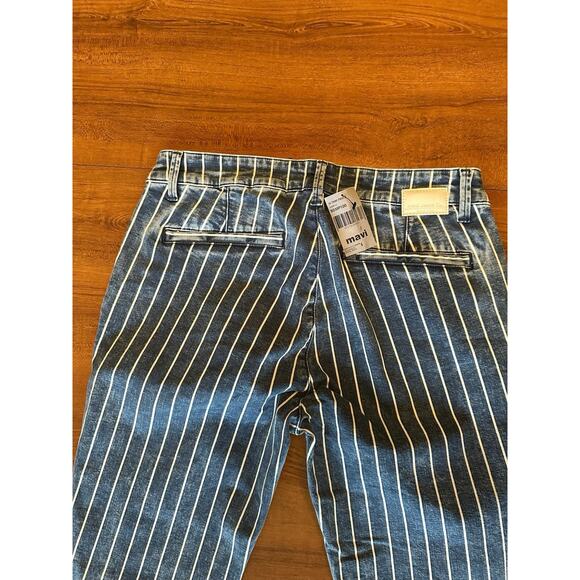 Mavi Jeans Selina Mid-Rise Chino Denim Striped Pants Mavi Jeans Sz 27 NWT - Picture 7 of 9